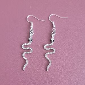 Silver Snake Rhinstone Earrings